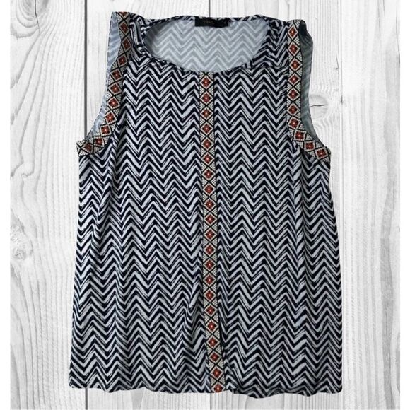 THML Anthropologie Womens Tank Top Size M‎ Geometric Print Embroidered Boho - Picture 1 of 8